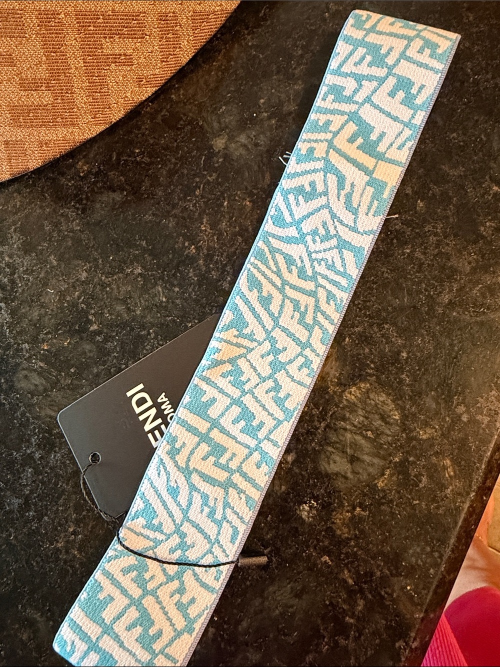 Light Blue & White FF Jacquard Headband